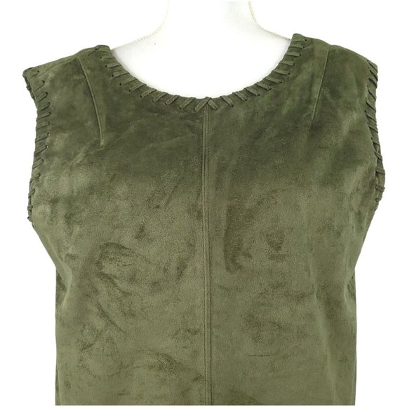 ASTR The Label Green Faux Suede Mini Dress Womens Sz S Sleeveless Slash Pockets - Picture 7 of 12
